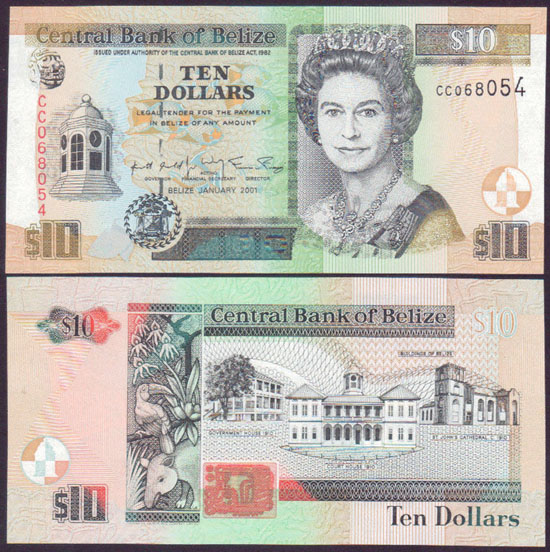 2001 Belize $10 (Unc)